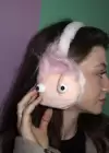 Açık Pembe Renk Canavar Figürlü Peluş Kulaklık