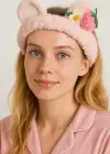 Açık Pembe Renk Çilek Figürlü Peluş Saç Bandı