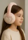 Açık Pembe Renk Kalp Figürlü Peluş Kulaklık