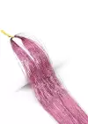 Açık Pembe Renk Simli Yan Postiş Hair Tinsel Shiny Hair (50 Cm)