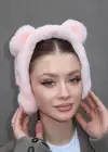 Açık Pembe Renk Tavşan Figürlü Peluş Çocuk Kulaklık