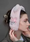 Açık Pembe Renk Tavşan Figürlü Peluş Çocuk Kulaklık