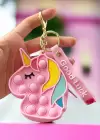 Açık Pembe Renk Unicorn Figürlü Pop İt Anahtarlık/Cüzdan