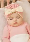 Açık Pembe Ve Krem Renk Kurdele Figürlü Bebek Saç Bonesi