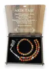 Ahşap Kutuda Akik Taşı Seti Tesbih / Bileklik