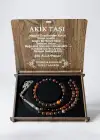 Ahşap Kutuda Akik Taşı Seti Tesbih / Bileklik