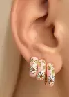 Altın Pembe Renk Çiçek Figürlü VİP 3lü YSX Küpe Set