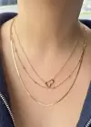 Altın Renk 3lü Kalp Figürlü Çelik Kolye