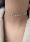 Altın Renk 3 Sıra Taş Detaylı Choker Kolye