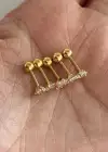 Altın Renk 5li Taş Detaylı Cerrahi Çelik Tragus/Kıkırdak Küpe/Piercing