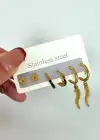 Altın Renk 6lı Çelik Küpe Set