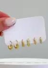 Altın Renk 6lı Halka Küpe Set