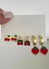 Altın Renk 6lı Karışık Figürlü Çelik Küpe Set