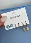 Altın Renk 6lı Karışık Figürlü Çelik Küpe Set