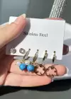 Altın Renk 6lı Karışık Figürlü Çelik Set Küpe