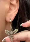 Altın Renk Anka Kuş Figürlü Çelik Küpe (Çift)