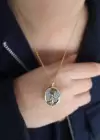 Altın Renk Anka Kuşu Figürlü Çelik Alya Kolyesi