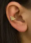 Altın Renk Arı Figürlü Cerrahi Çelik Tragus/Kıkırdak Küpe/Piercing (Tek)