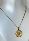Altın Renk Ay Figürlü Çelik Kolye