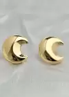 Altın Renk Ay Figürlü Çelik Küpe (Çift)
