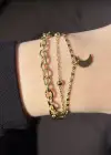 Altın Renk Ay Figürlü Zincir Detaylı Bileklik