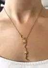 Altın Renk Ay Ve Güneş Figürlü Çelik Kolye