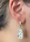 Altın Renk Ay Ve Yıldız Figürlü Taş Detaylı Küpe (Çift)