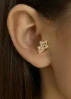 Altın Renk Ayıcık Figürlü Cerrahi Çelik Tragus/Kıkırdak Küpe/Piercing (Tek)