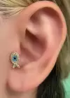 Altın Renk Balık Figürlü Taş Detaylı Çelik Tragus/Kıkırdak Küpe/Piercing (Tek)