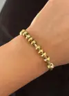 Altın Renk Boncuk Detaylı Çelik Bileklik