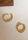 Altın Renk Burgu Detaylı Halka Küpe (Çift)