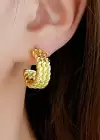 Altın Renk Burgulu Çelik Halka Küpe (Çift)
