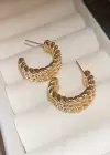 Altın Renk Burgulu Çelik Halka Küpe (Çift)