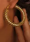 Altın Renk Çelik Halka Küpe (Çift)