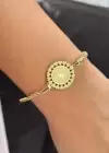 Altın Renk Çeyrek Figürlü Çelik Bileklik