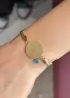 Altın Renk Çeyrek Figürlü Çelik Bileklik