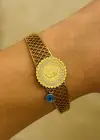 Altın Renk Çeyrek Figürlü Kelepçe Bileklik