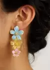 Altın Renk Çiçek Detaylı Küpe (Çift)