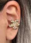 Altın Renk Çiçek Figürlü 14K Altın Kaplama TX Ear Cuff (Tek)