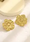 Altın Renk Çiçek Figürlü Çelik Küpe (Çift)