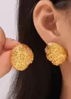 Altın Renk Çiçek Figürlü Çelik Küpe (Çift)