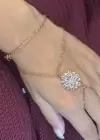 Altın Renk Çiçek Figürlü Taş Detaylı Çelik Şahmeran