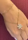 Altın Renk Çiçek Figürlü Taş Detaylı Çelik Şahmeran