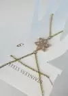 Altın Renk Çiçek Figürlü Taş Detaylı Çelik Şahmeran