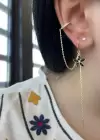 Altın Renk Çiçek Figürlü Taş Detaylı Çelik Xuping Ear Cuff Ve Küpe Set