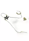 Altın Renk Çiçek Figürlü Taş Detaylı Çelik Xuping Ear Cuff Ve Küpe Set
