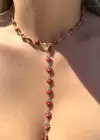 Altın Renk Çilek Figürlü Çelik Y Kolye