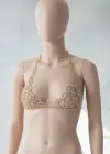 Altın Renk Dolar Figürlü Taşlı Bikini Üstü /Bralet /Vücut Aksesuarı