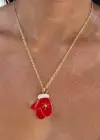 Altın Renk Eldiven Figürlü Çelik Yılbaşı Kolyesi