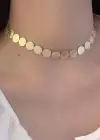 Altın Renk Ezme Pul Kolye